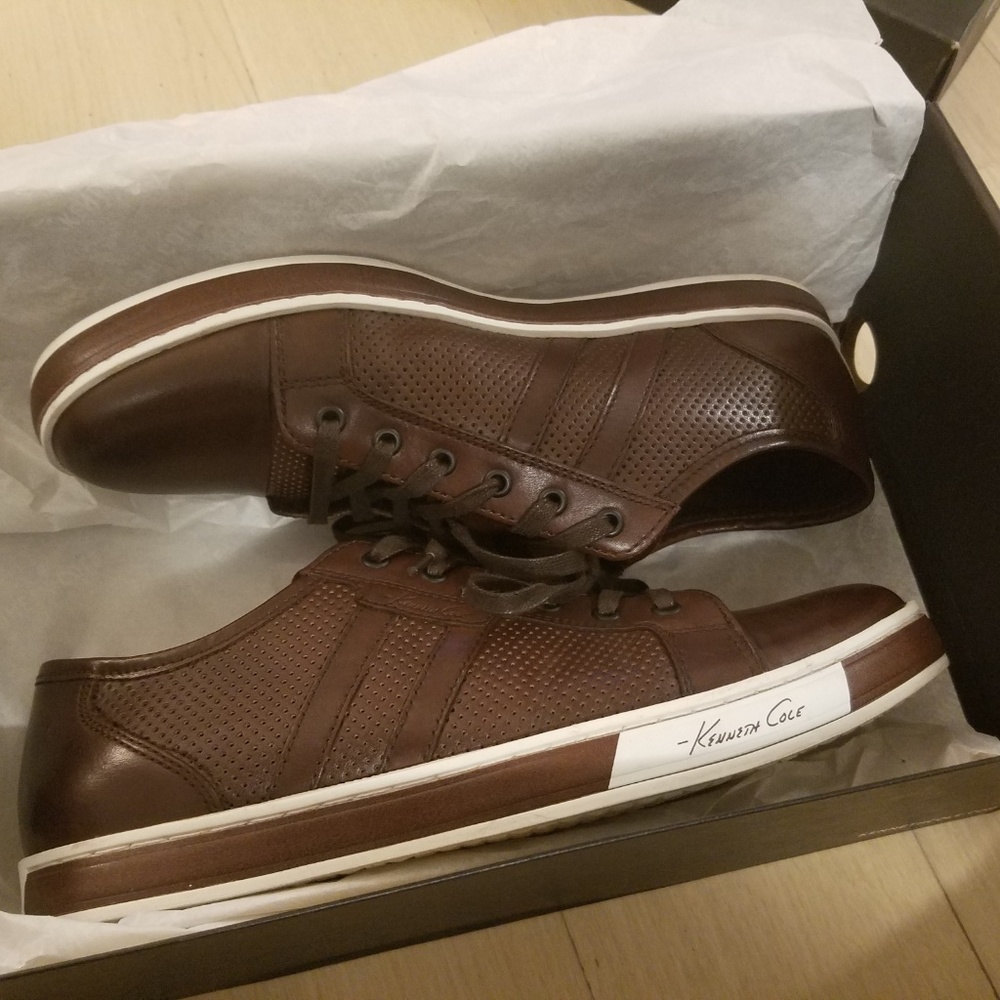 Kenneth Cole Men's Brown Leather Sneaker Size 7.5